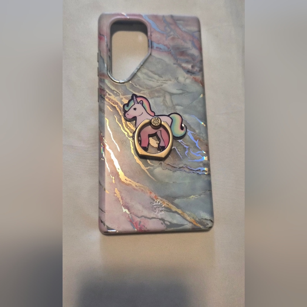 Velvet Caviar Samsung S22 Ultra Marble Phone Case with Unicorn Ring Holder